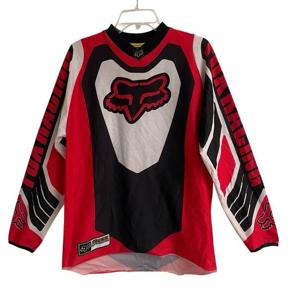Vintage Fox Racing Motocross Jersey Men’s M Y2K Long Sleeve red white black